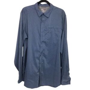 Men's Long-Sleeve Blue Button-Up Shirt